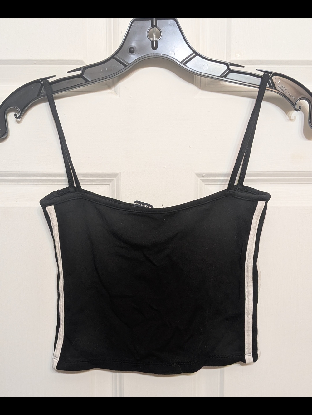 Brandy Melville Black Side Striped Crop Top